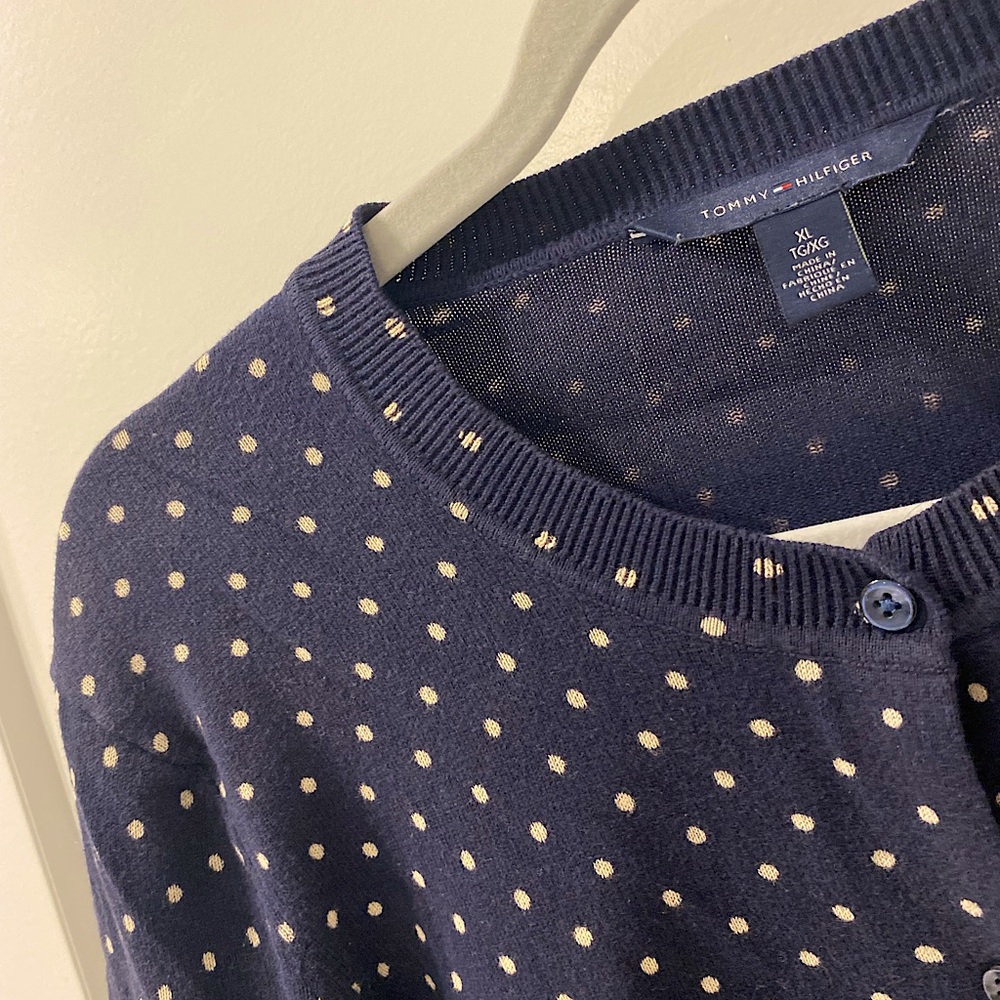 Tommy Hilfiger navy blue polka dot cardigan - Picture 3 of 7